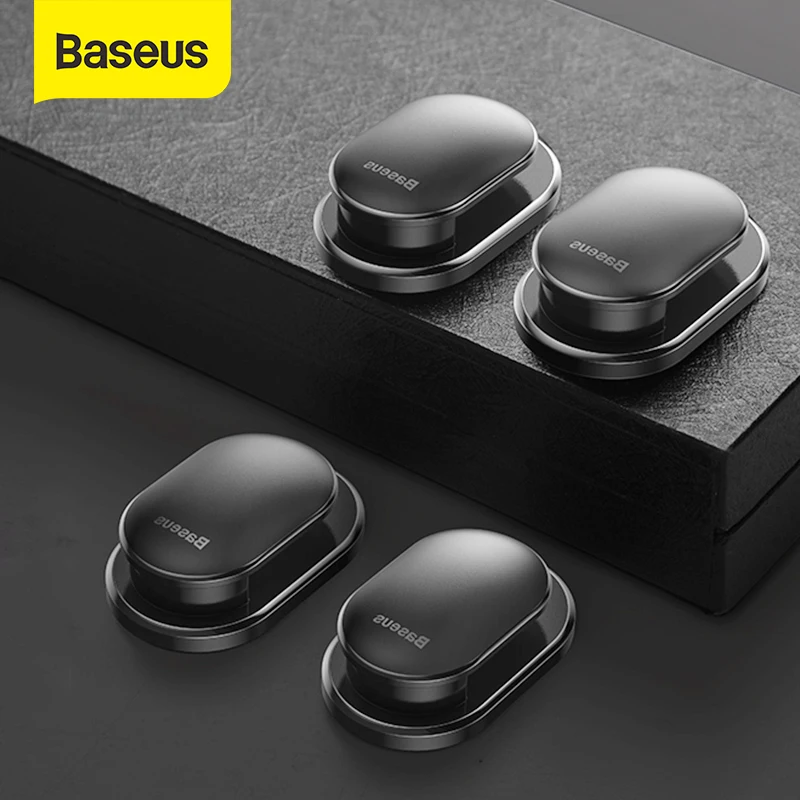 Baseus 4Pcs Car Clip Hook Cable Organizer for USB Cable Key Earphone Storage Wall Hook Hanger Auto Sticker Holder Fastener Clips