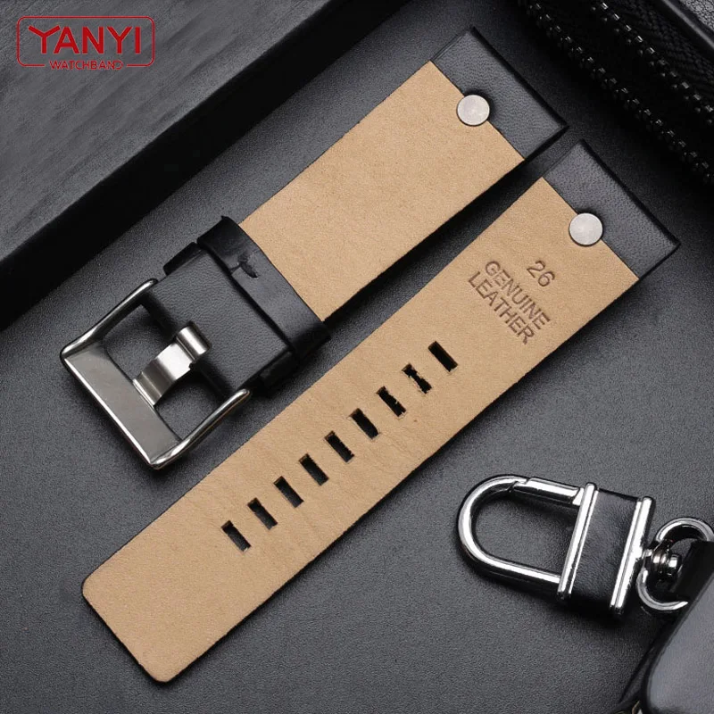 Genuine leather bracelet watchband 22 24 26 28 30mm watch strap with rivet for diesel DZ7406 DZT2009 DZ7413 DZ7257 watch band