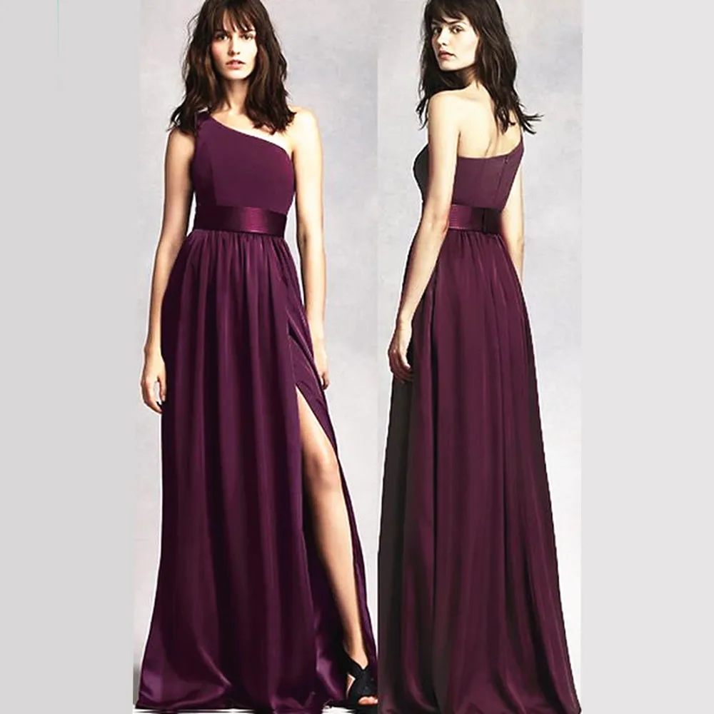 Long Purple A -Line Bridesmaid Dresses 2020 Engagement Celebration Gowns Satin Wedding Party Dress For Bridesmaid Group Dress