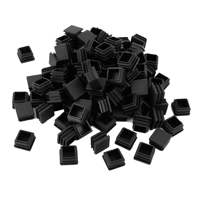 100pcs Plastic Square Tube Inserts End Blanking Caps 20mm x 20mm Black