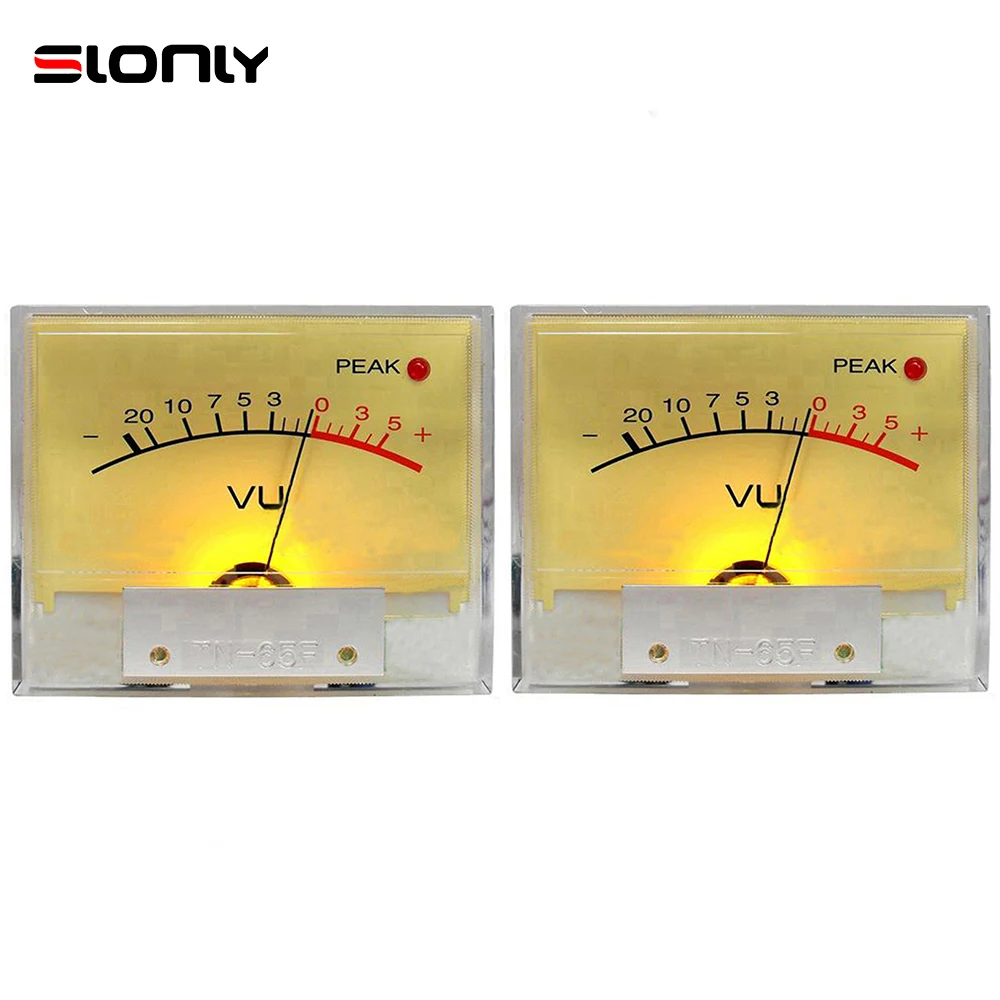 

2pcs TN-65F External PEAK Lamp VU Meter Head Speaker Audio Level DB Amplifier Power Sound Pressure Meter w/Backlight