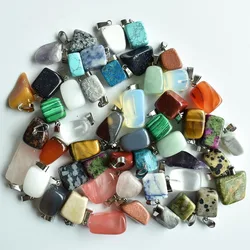 Wholesale 50pcs/lot 2020 hot selling trendy Assorted Natural stone Mixed Irregular shape pendants charms jewelry Free shipping