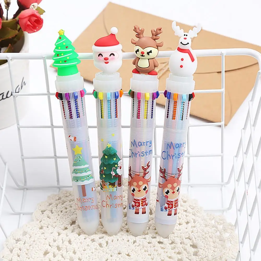 Gel Pen Fall Resistant Writing Pen Easy to Carry Oily Ink  Stylish 10 Colors Christmas Tree Rollerball Pen