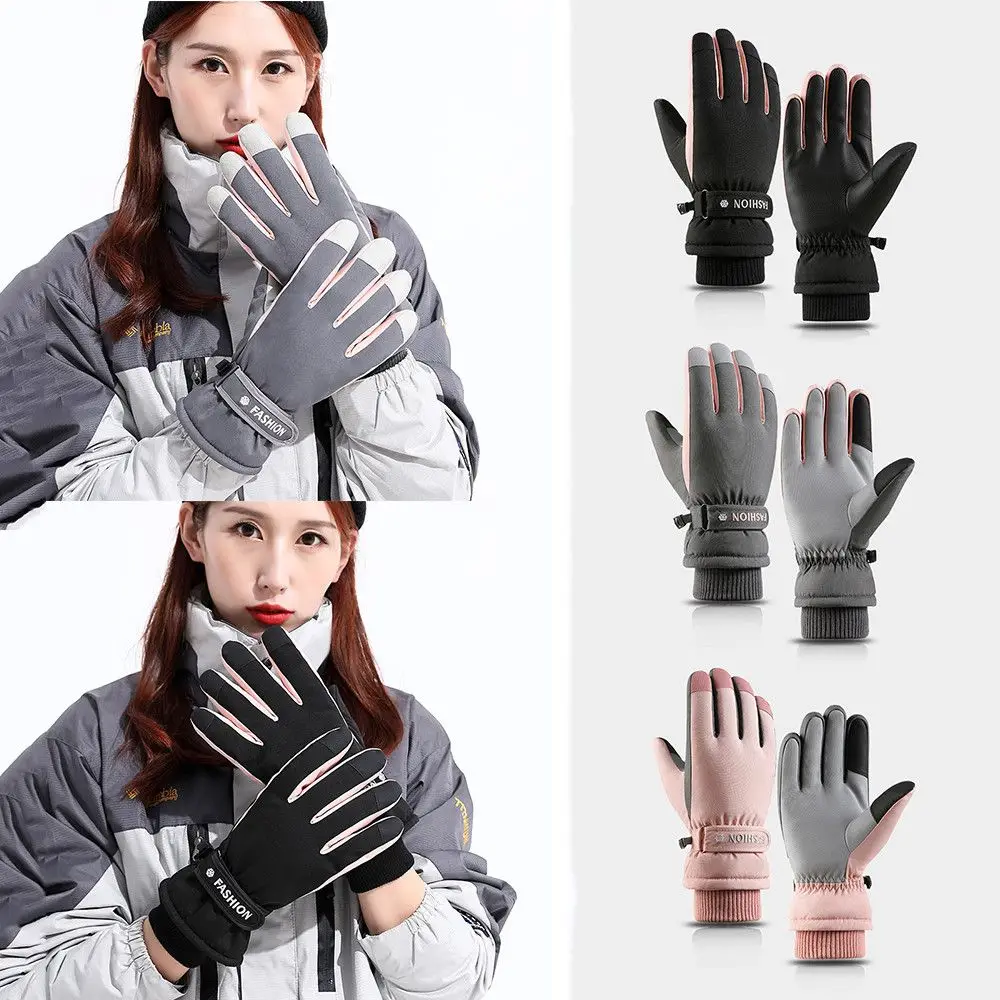 1 Pair Women Winter Snowboard Ski Gloves Ski Gloves with Touchscreen Function Non-slip Thermal Warm Snow Gloves Waterproof Glove