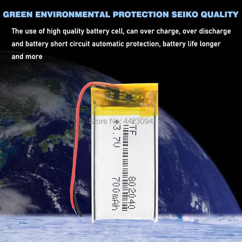 3.7v Recarregável de Iões de 802040 Li Baterias de Polímero de Lítio Lipo Li-polímero de Carga Pcb Protegido 700mAh Substituição Celular