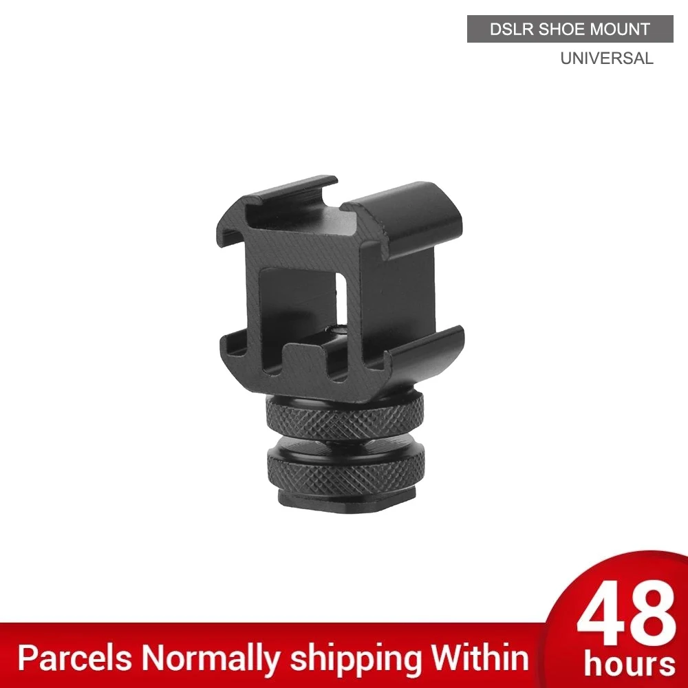 Adaptador de montagem de sapata tripla, adaptador com 3 lâmpadas led para câmera dslr e monitor de microfone