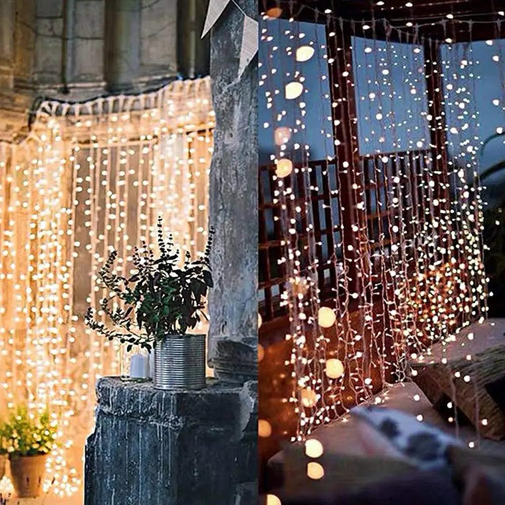 Christmas Decoration 3*3 6*3 9*3M Window Curtain Lights Outdoor Garland for Wedding Garden Patio String Lights New Year 2024
