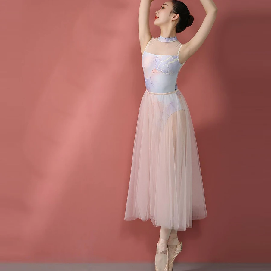 Ballet Tutu Women Romantic Tutu for Dancing Dance Skirt Lyrical Tulle Tutu Ballet Ballerina Dancewear Long Contemporary Skirt