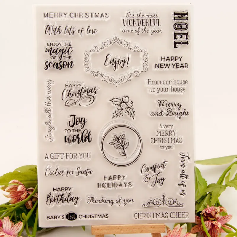 

Happy New Year Stamps New 2021 Birthday Christmas Clear Stamps for Scrapbooking Transparent Rubber Seal Stamp for Card Making