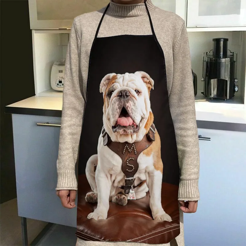 Bulldog Pattern Aprons Home Coffee Shop Cleaning Aprons Anti-Dirty Kitchen Accessories For Men Women 50x75cm,68x95cm Funy Gift