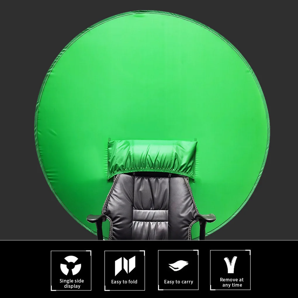 Green Backdrop Chair Mounted Green Screen Live Streaming Photography Foldable Background 70cm