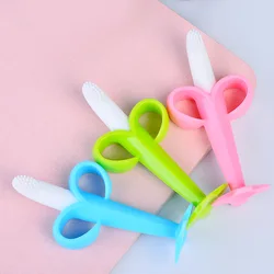 Anneau de dentition en Silicone pour bébé, brosse à dents d'entraînement sans BPA, jouets pour bébés, cadeau à mâcher, accessoires pour nourrissons