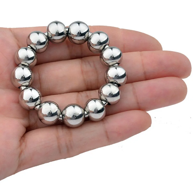 

Penis bondage lock metal beads cock ring adult sex toys cockring for men erotic cbt bdsm penis chastity dick delay ring