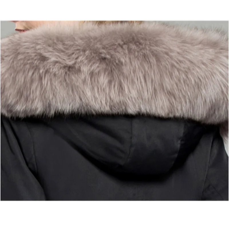 2021 New Women Winter Warm Parker Female Detachable Mink Fur Big Fur Collar Korean Extended Imitationfur Chaquetas De Muje