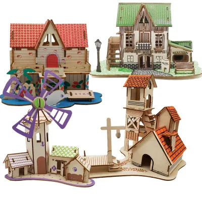 

Wooden Puzzle Game Assembly Toy Gift For Children And Adolescents Adult Splicing House Ferris Wheel Assembly Educational Toys