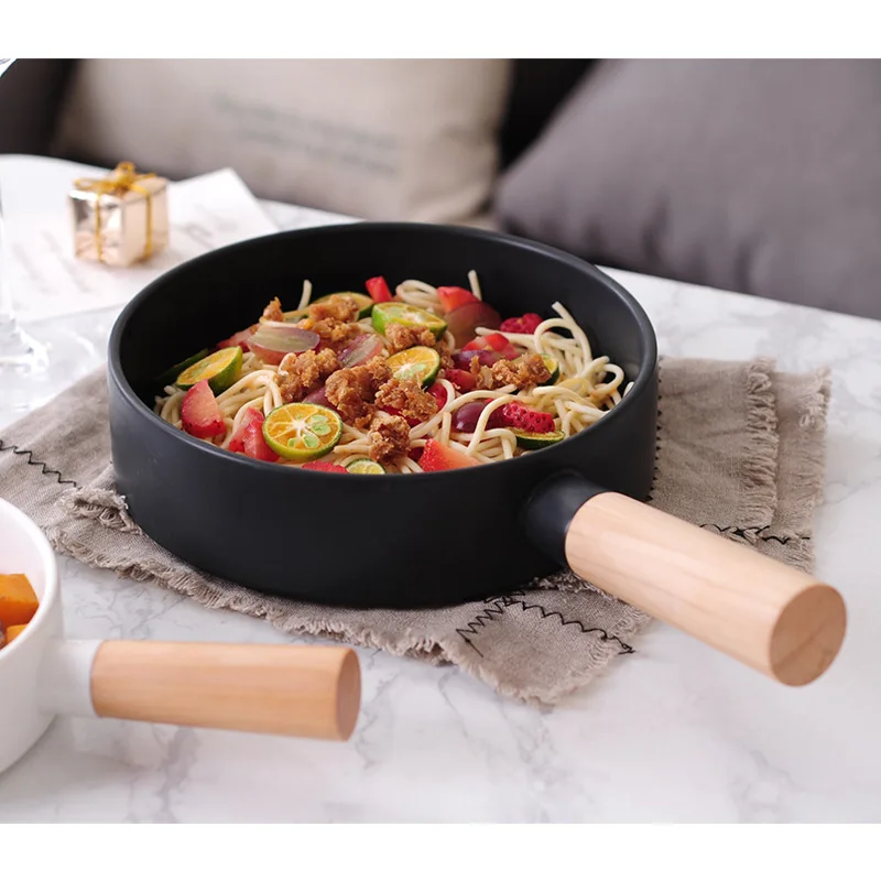 Frying Pan Creative Round Handle Pasta Dish Simple Household Dishes Dessert Plate Western Steak Cutlery Pots and Pans Cookware