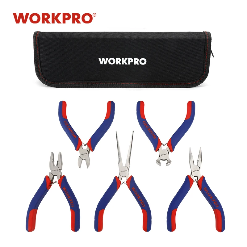 WORKPRO 5/7PC Mini Set Mini Pliers Basics Plier Tools Set Diagonal Pliers Cutter DIY Plier Set with Pouch