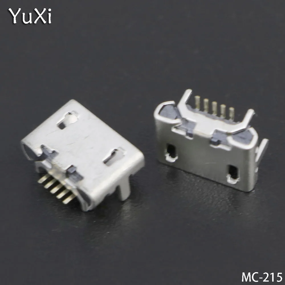 

YuXi 50pcs Micro USB 5pin no side Ox horn female usb socket short pin Flat mouth four legs socket usb connector Mobile Tail plug