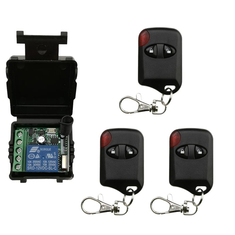 DC 12V  1 CH 1CH RF Wireless Remote Control Switch System Receiver+cat eye Transmitters ,315/433.92 MHZ Garage Door/lamp