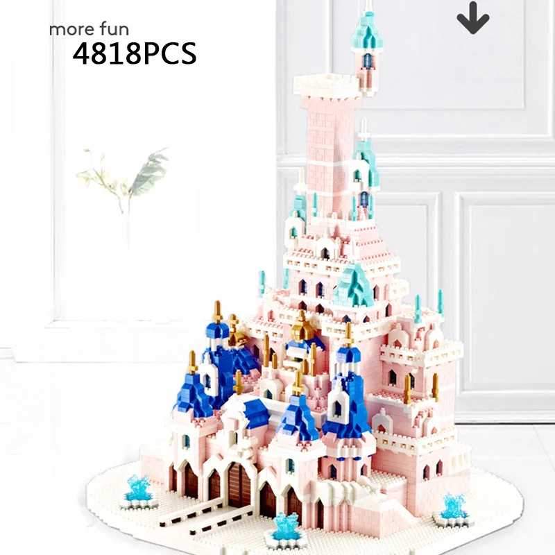 

Fairy Tales Amusement Park Micro Diamond Block Pink Princess Castle Construction Model Brick Toy Nanobricks Collection For Girls