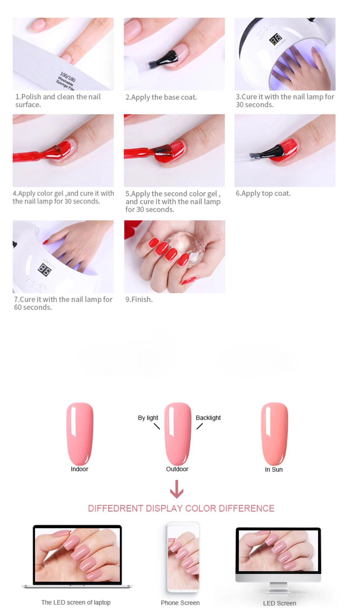 1 sztuk zestaw żel do paznokci 120 kolor brokat Semi permanentny żel hybrydowy lakier podkład Top Coat Soak Off UV LED Nail Art