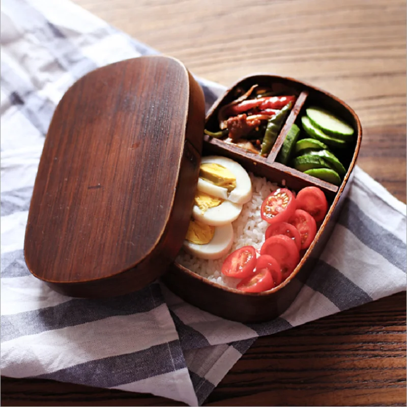 Japanese Cute Wooden Lunch Box Student Lunch Container Bento Kids Students Food Container