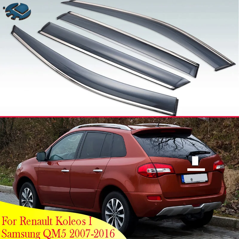 For Renault Koleos I Samsung QM5 2007-2016 Car Accessories Car Side Windows Wind Deflectors Windshield Tinted Sun Visors