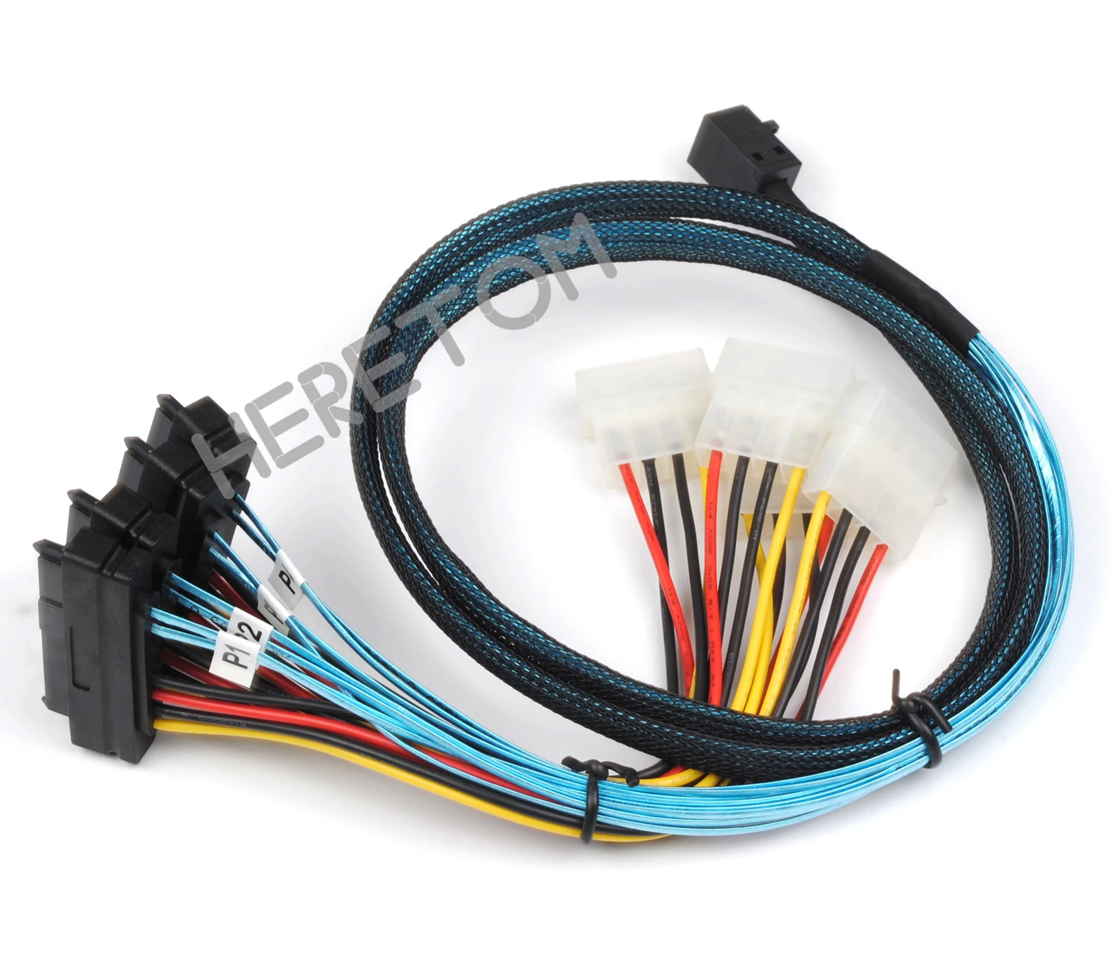 

NEW Internal Mini SAS SFF-8643 to (4) 29pin SFF-8482 Connectors with 4 SATA Power Cable 1M/100CM