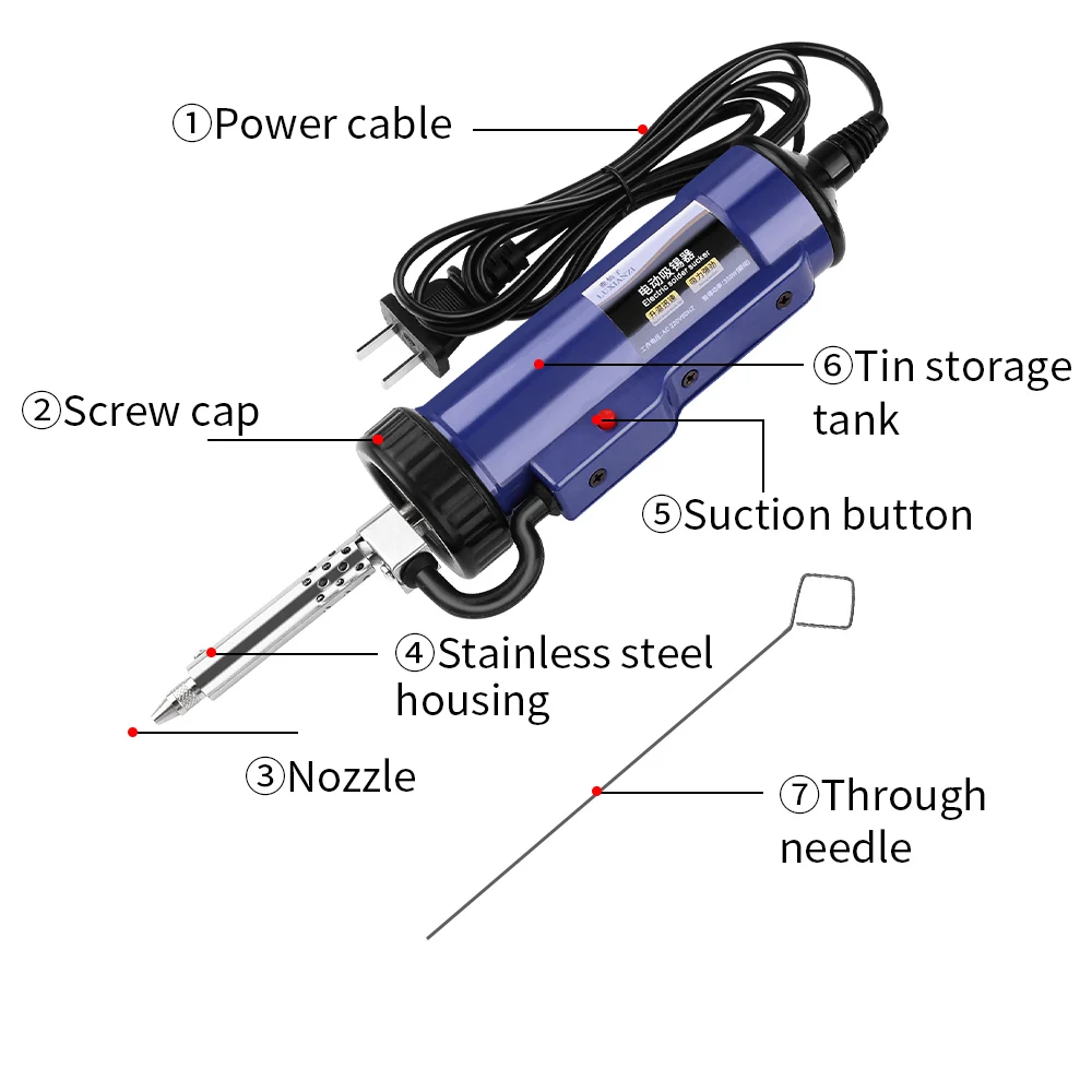 LUXIANZI 110V Electric Desoldering Pump Desolder Gun Customized Hand Welding Tools Powerful Suction Tin Vacuum Removal Tool