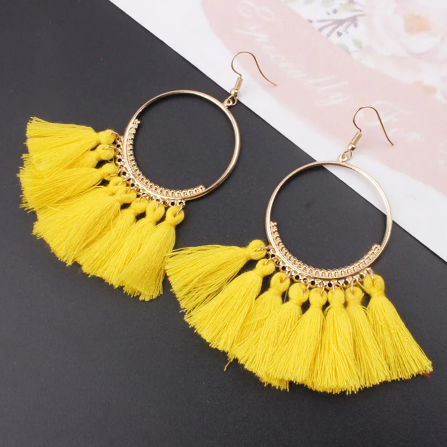 2020 3 Layered Bohemian Fransen Luxus Erklärung Quaste Ohrringe 2020 Boho Mode Schmuck Frauen Lange Tropfen Baumeln Ohrringe – Detail 32