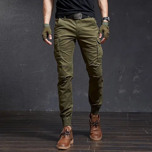 Pantalones Cargo tácticos informales de camuflaje ajustados de alta calidad a la moda, ropa de calle para hombre, pantalones para correr Harajuku, ropa para hombre, pantalones de camuflaje
