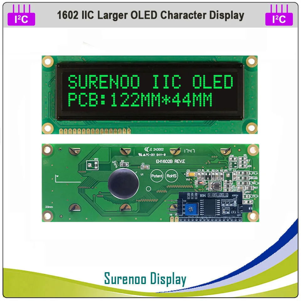 Real OLED Display, Larger 1602 162 Character Serial IIC I2C LCD Module Screen Panel LCM build-in WS0010 for Arduinc