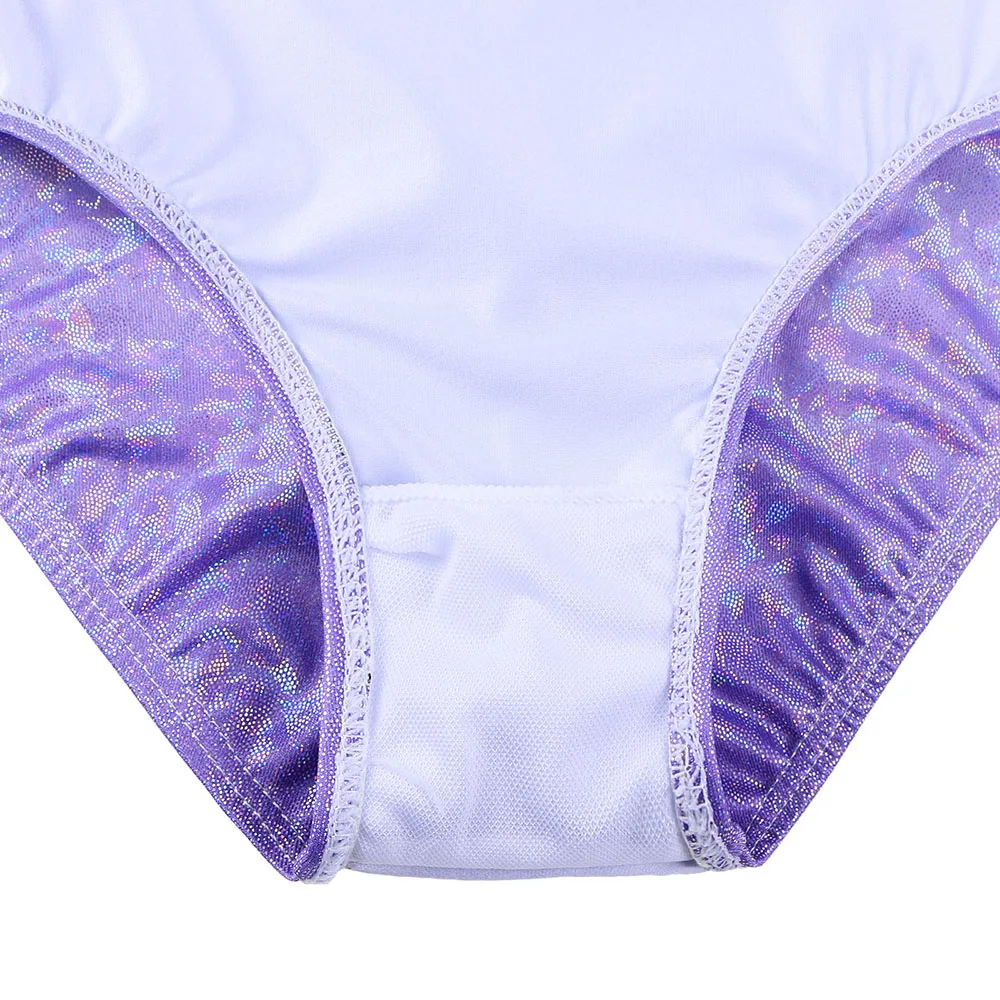 BAOHULU Long Sleeve Mesh Patchwork Leotards for Girls Toddler Kids Diamond Gymnastics Jumpsuit Bodysuit Teens Gymnastics Clothes