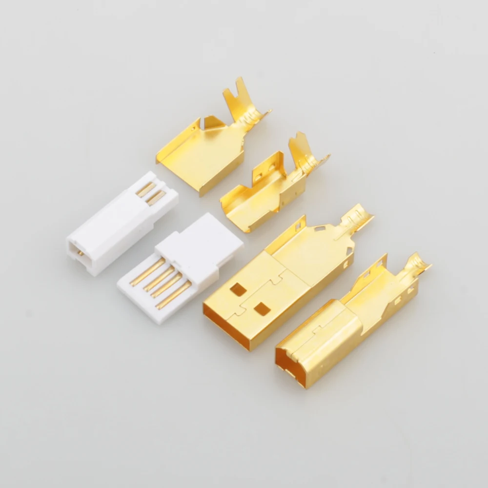 

Hi-End позолоченный USB-разъем USB A + USB B типа A-B штекер для DIY USB-кабеля, Сделано в Тайване