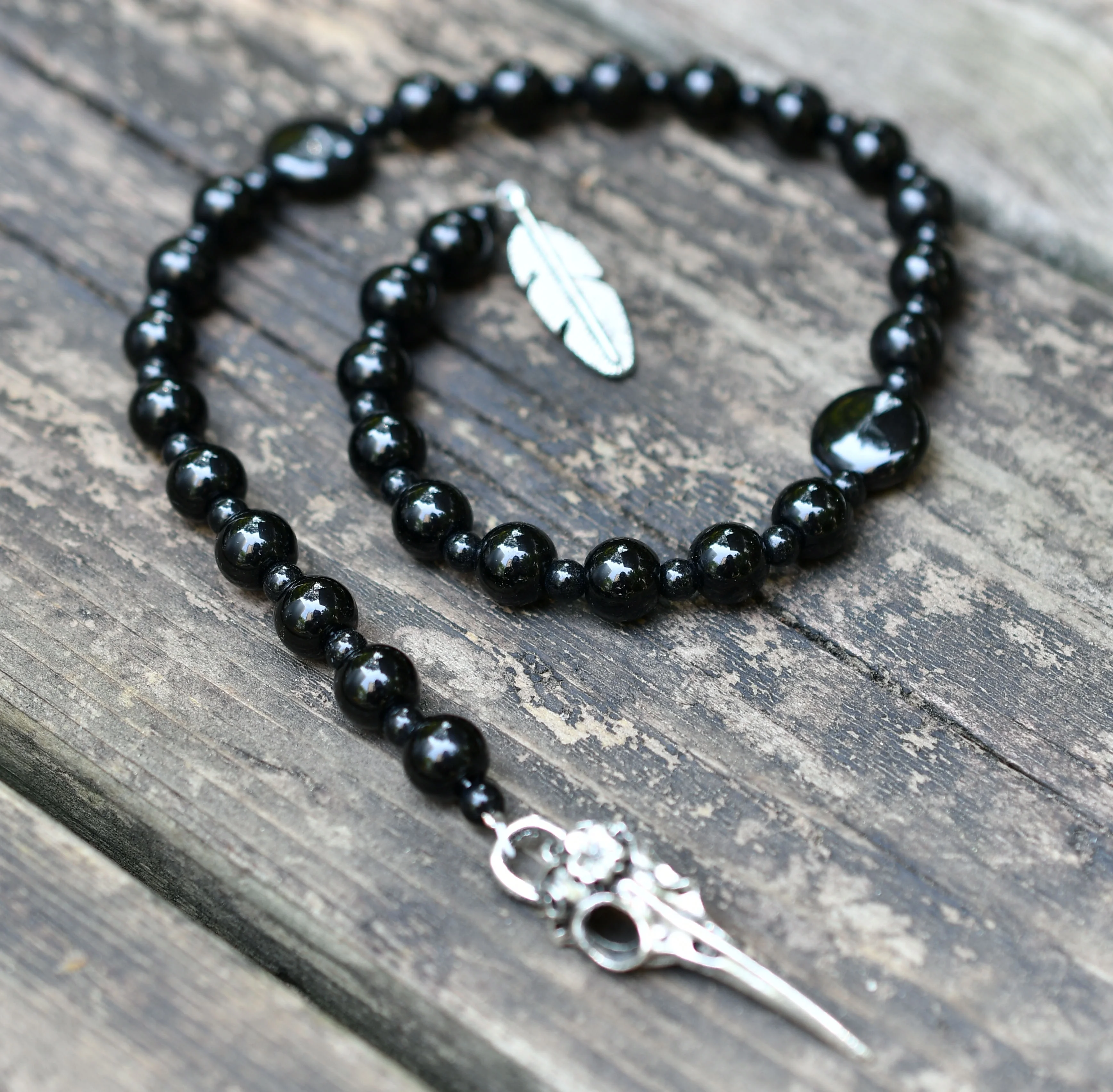 Black Onyx Witches Ladder Prayer Beads