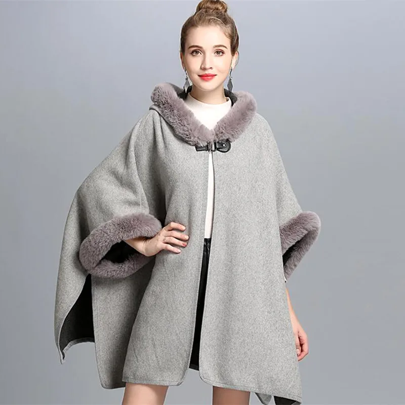 Cashmere coat 100% Wool scarf Real Rabbit Fur High-end atmosphere Fur collar winter Warm Wrap шарфы женские зимние