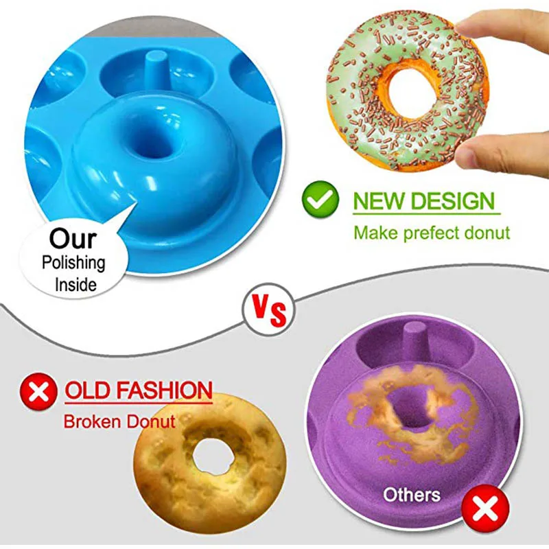 6 Holes Donuts Mold of Silicone Round Shape Donuts Mold Baking Jelly Fondant Mold Chocolate Cake Decorating Cooking Tool Pastry