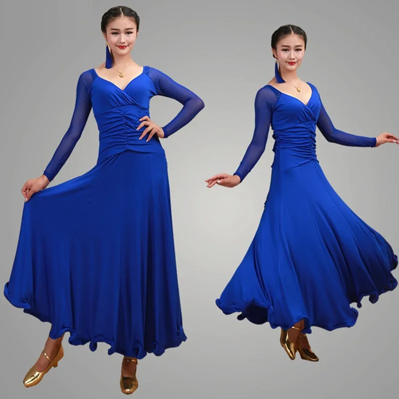 Waltz Ballroom Competition Dress Standard Dance Performance Flamenco Costumes Women Simple Slim Solid  Long Skirt