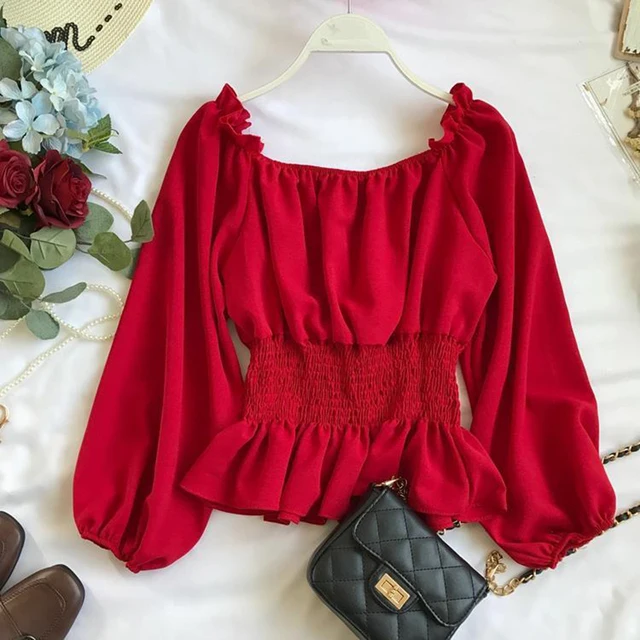 Youth Elegant Blouse Women Chiffon Fashion Blouse Off Shoulder White Shirt Ruffle Puff Sleeve Top Office wear 2022 3 Youth Elegant Blouse Women Chiffon Fashion Blouse Off Shoulder White Shirt Ruffle Puff Sleeve Top Office wear 2022 3