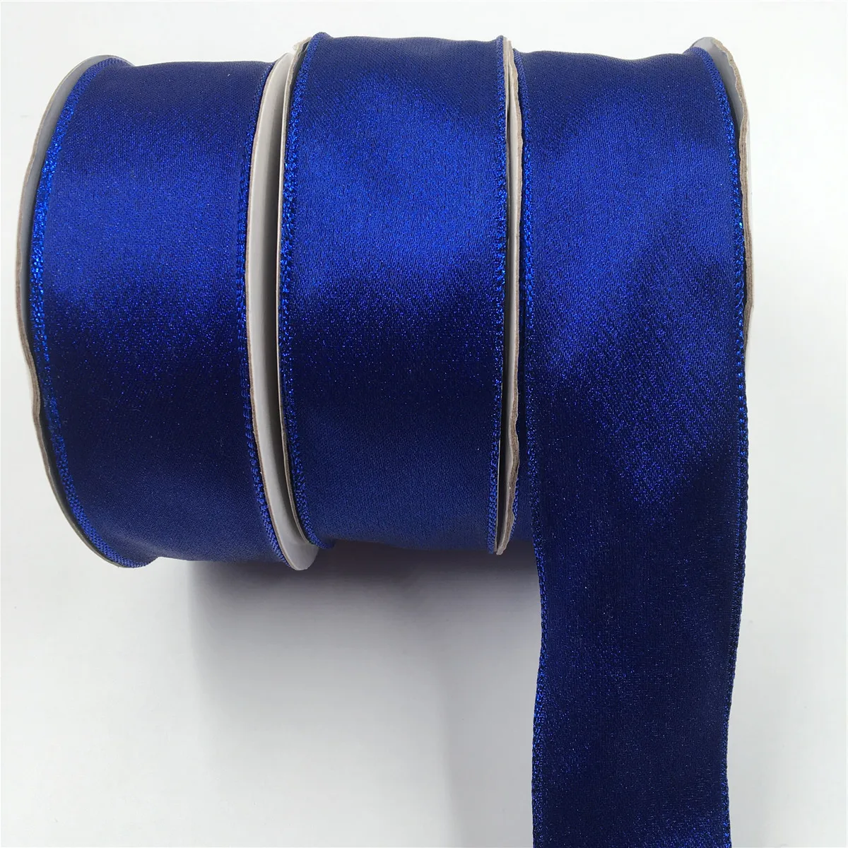 

25Yards 38MM Wired Edge Royal Blue Metallic Satin Ribbon for Birthday Decoration Chirstmas Gift DIY Wrapping 1-1/2" N1064