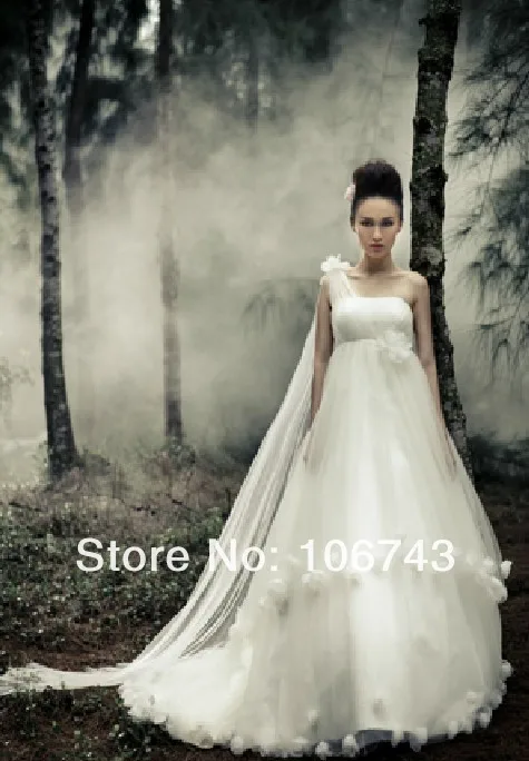 

2018 Floor-length A-line Limited Bridal gown Custom one shoulder Flowers Maternity Pregnant Woman mother of the bride dresses