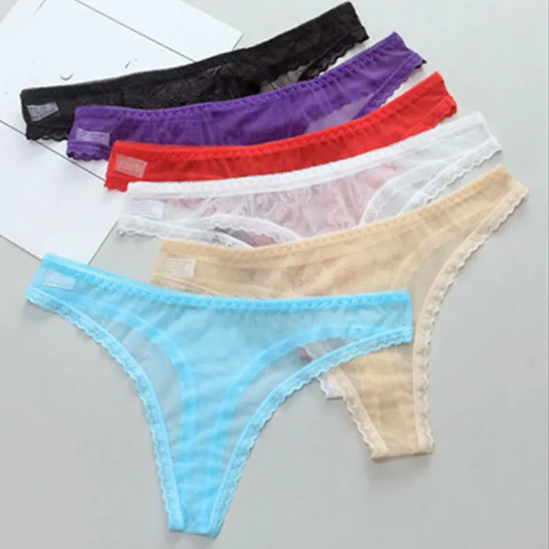 Solid Sexy Mesh Panties Women Low-rise Underwear Transparent Seamless Thong Woman G String Underwear Female Briefs Panties Hot