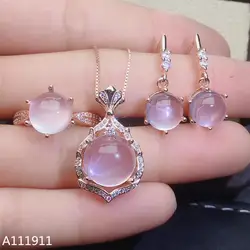 KJJEAXCMY Fine Jewelry 925 Sterling Silver Inlaid Natural Ross Quartz Popular Earring Necklace Ring Suit Support Detection