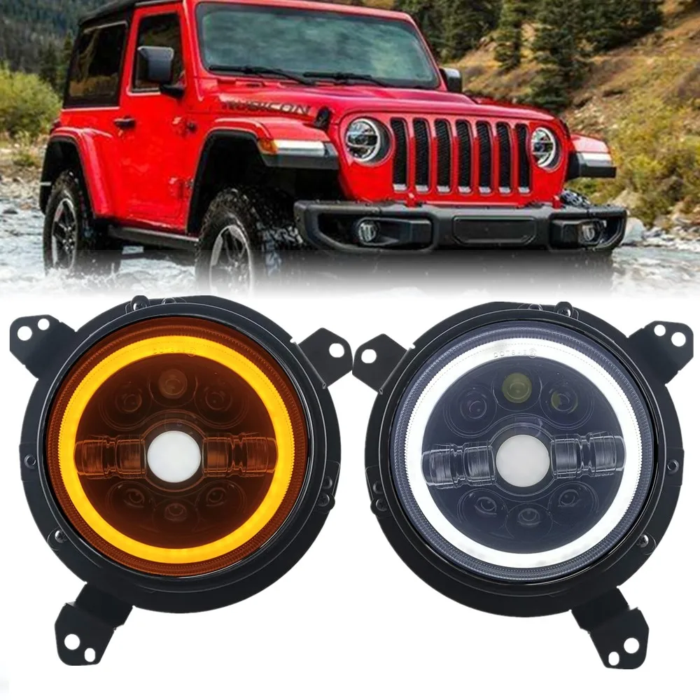 

Car Round LED 9inch Headlight For Jeep Wrangler JL 2018 2019 2020 7Inch Halo Hi Low Beam JL Sport Connector Plug And Play