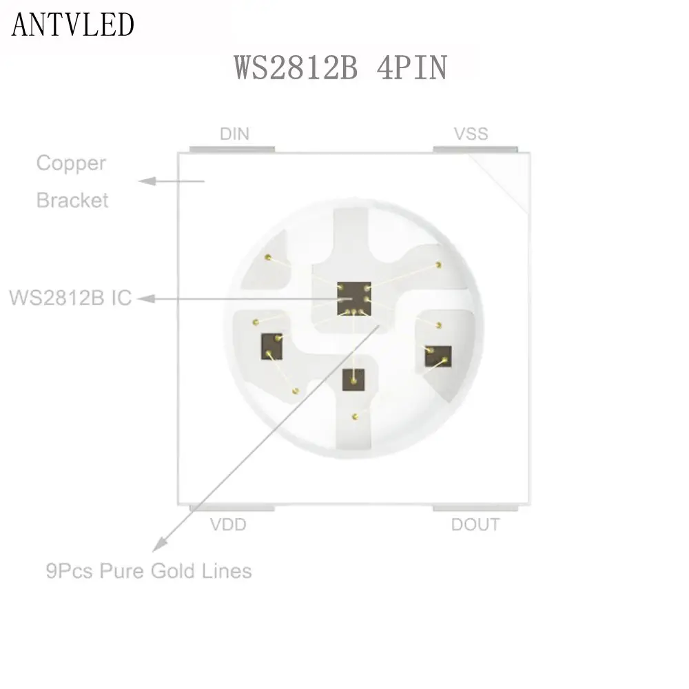 10-1000PCS WS2812B RGB LED 칩 5050SMD , WS2812 개별적으로 주소 지정 가능한 칩 픽셀 흑백 PCB DC5V