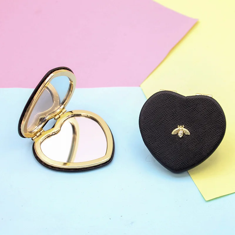 

Valentine's Day Small bee mini makeup mirror compact pocket mirror double-sidedLadies Folding Portable Heart Shaped Makeup Mirr