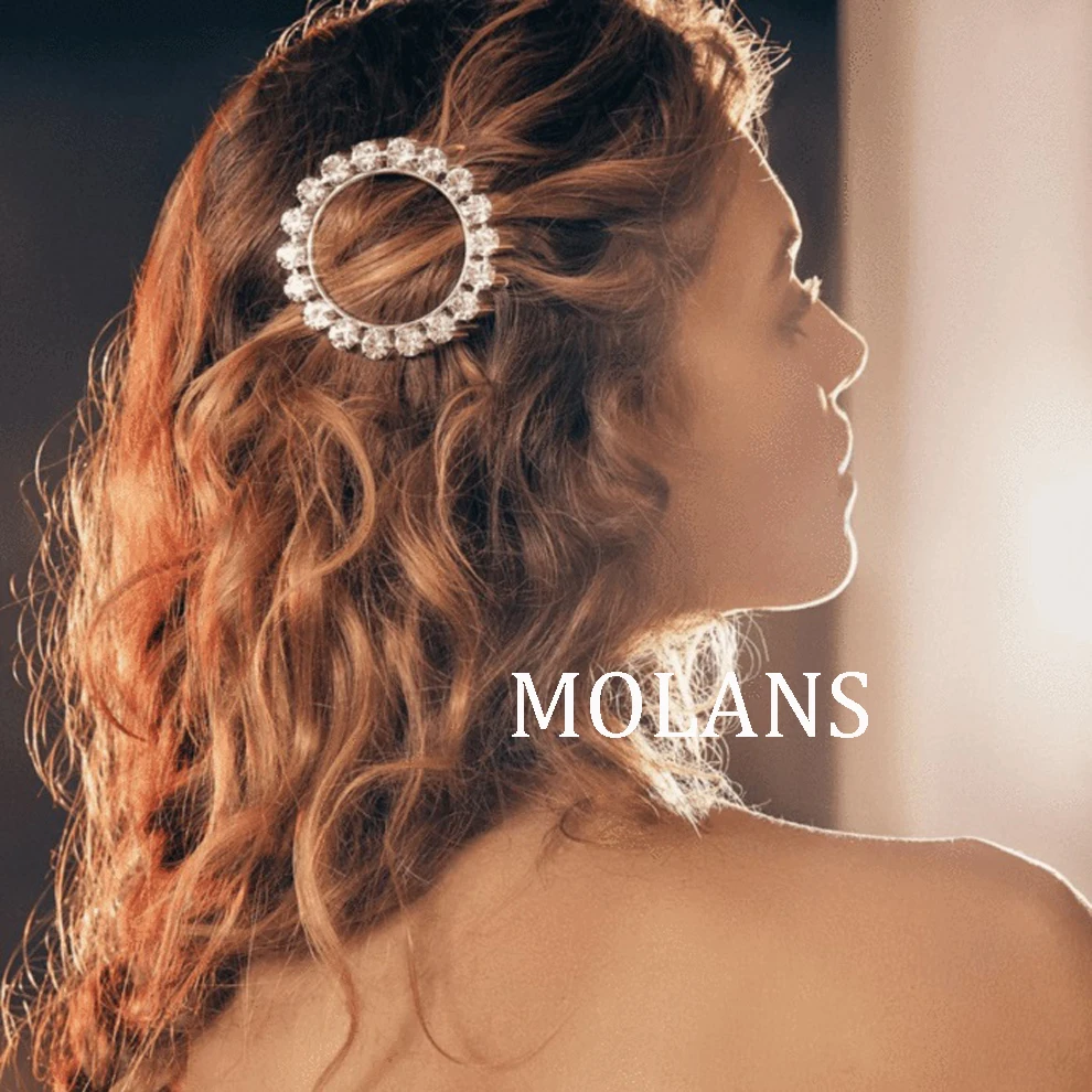 Molans Fashion Metal Geometric Hair Clip Rhinestone Pearl Round Barrette for Women Girls Sweet Hairpin Hairgrip Hair Accessories