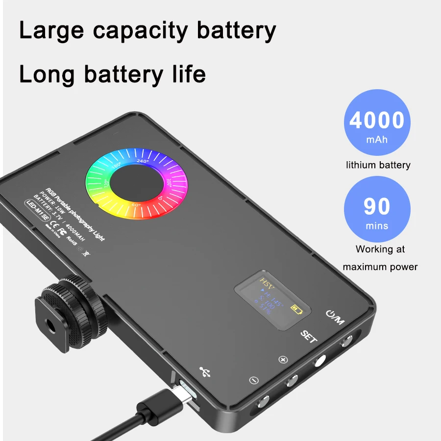 MAMEN 2500-8500K RGB Video Fill Light with 4 modes 4000mAh CRI 95+ Photographic Lighting for Camera Selfie Vlog Atmosphere Light