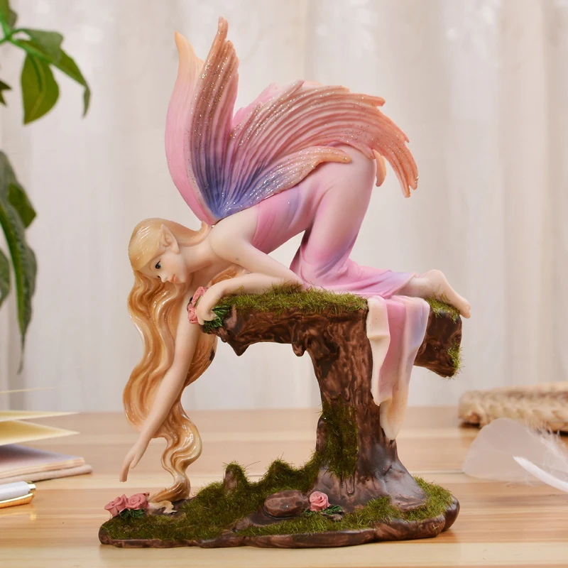 

Modern Cute Girls Fairy Elf Angel Resin Ornaments Home Livingroom Table Figurines Decoration Bookcase Desktop Sculpture Crafts