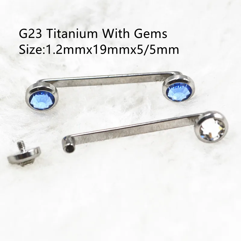 10pcs G23 Titanium Shine Body jewelry Dermal  Surface Bar Barbells Piercing Sliver Gems Body Piercing Jewelry